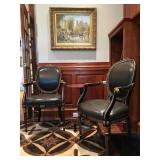 Embossed Leather Chairs, Pair from Theodore Alexander