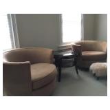 Bloomingdales Suede Tub Chairs, PAIR