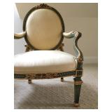 Regency Oval Back Armchairs in Green with Gilt 