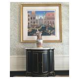 Pair of Marble Top Cabinets, Thomas McKnight Venice Scene Serigraph, Chinese Vase