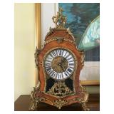 Mantle Clock with Burled Wood, Gilt Metal and Porcelain Numeral 