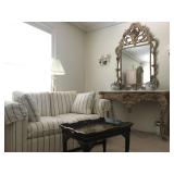 Baker Striped Sofa, Tray Table