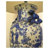 Blue and White Chinese Lamps, Pair