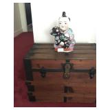 Steamer Trunk, Chinese Child with Dog  Figurine 