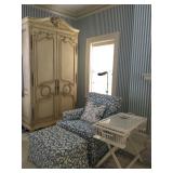 Baker Chair and Ottoman, Karges French Provincial Armiore 