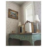 Desk Hand Painted in Italy, Vanity Mirror, Lenox Lamps