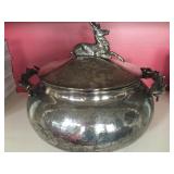 Silverplate Covered Server with Animal Detail 
