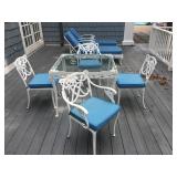 Vintage Cast Iron Patio Set and Chaise Lounge Chairs 