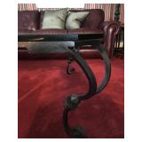 Iron Base Glass Top Coffee Table 