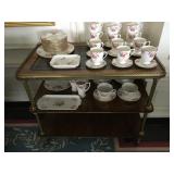 Baker Furniture Leather top Bar Cart on Casters, Desert Set 