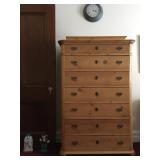 English Country Pine Seven Drawer Dresser, Cast Iron Door Stops 