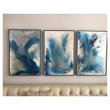 "Sea of Storms 1_2_3" (triptych)  -Isabella Innis, 2016Premium Leather Mina Sofa 24 x 36 ea Acryli