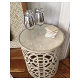 Reclaimed Wood Side Table with Lattice