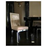 2) TEN Charles Hollis Jones Lucite Side Chairs with Top Grain Leather Seat and Back
