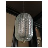 3) Lorin Marsh Barovier Clear Glass Lanterns with Plated Polished Nickel Ceiling Poles 