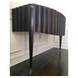 6) PAIR, Harry Schnaper Fluted Demilune Cabinets with White Leather Tops 