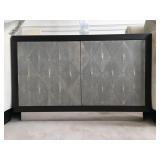 14) Shagreen Double Door Cabinet with Polished Nickel Base