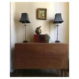 Drop Leaf Table, Chinese Box, Copper Pitcher, African Sculpture