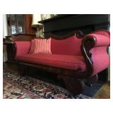 American Flame Mahogany Empire Sofa with Swan Carving