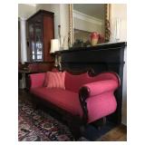 American Flame Mahogany Empire Sofa with Swan Carving