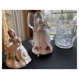 Royal Doulton Figures of the Month, Including May and August. Stemware, Waterford Pitcher 