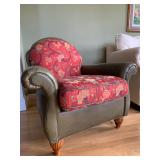 Unique Mixed Media Chair! Leather and Upholstered. MATCHING Pair of Upholstered Room Dividers Also A