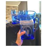 Signed Art Glass Pitcher Set