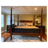 Hickory Chair Carved Four Post Bed, King