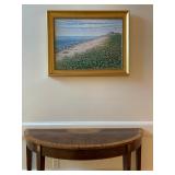 Hand Embellished Art Print, Inlaid Demilune Hall Table