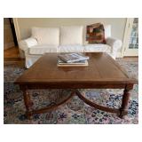 Hardwood Square Coffee Table, Classic White Slipcover Sofa