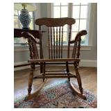 Leather Seat Antique Pressed Wood Rocking Chair