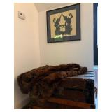 Steamer Trunk, Fur Throw, Tibetan Rubbing