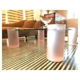 Modernist Glass Top Coffee Table with Frosted Lucite Leg