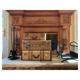 Vintage Suitcases, Leather Wrapped Fireplace Tools