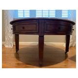 Round Coffee Table with Medallion Inlay