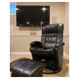 Leather Stressless Recliner, Samsung Flat Screen TV