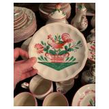 Massive Luneville Faience "Rooster" Dinner Service
