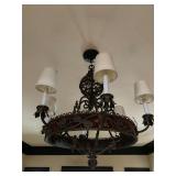 Arts and Crafts Wrought Iron Chandelier