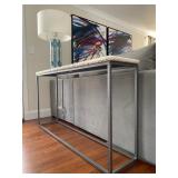 Revelation by Uttermost Polished Nickle Sofa Table with Marble Top, PAIR AVAIL