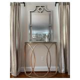 Antiqued Gold Glass Top Console Table, PAIR AVAIL