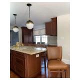 Ethan Allen Leather Counter Height Bar Stools, Set of FOUR