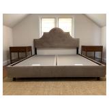 Ethan Allen Upholstered Platform Bed with Nail Head Trim