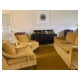 Mid Century Sloped Armchairs in Gold