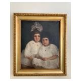 Portrait of Two Girls, Oil on Canvas