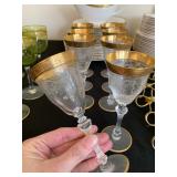 Gold Rimmed Etched Stemware