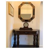 Spanish Style Console Table, Gilt Accented Mirror