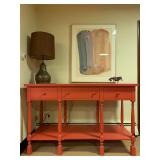 Three Drawer Console Table in Coral (isn
