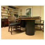 Double Pedestal Conference Table, Wicker Back Executive Chairs