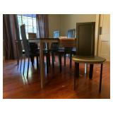 Ebonized Wood Table with Polished Nickle Base