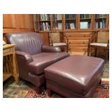 Purple Leather Chair and Ottoman